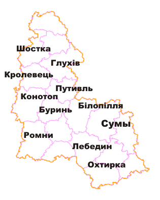 Карта Сумської області